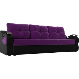 Прямой диван АртМебель Меркурий микровельвет фиолетовый экокожа черный артмебель п образный модульный диван монреаль микровельвет фиолетовый экокожа