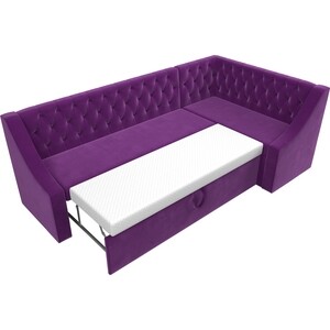 Кухонный угловой диван АртМебель Мерлин вельвет фиолетовый правый угол
