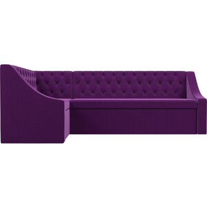 Кухонный угловой диван АртМебель Мерлин вельвет фиолетовый левый угол