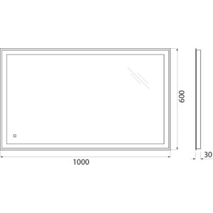 Зеркало BelBagno Spc-Grt 100х60 с подсветкой, сенсор (SPC-GRT-1000-600-LED-TCH)