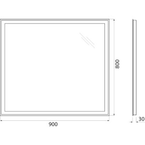 Зеркало BelBagno Spc-Grt 90х80 с подсветкой, кнопочный выключатель (SPC-GRT-900-800-LED-BTN)