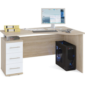 Стол компьютерный Шарм-Дизайн КСТ-1400 дуб сонома и белый шкаф пенал шарм дизайн шарм 40х45 белый дуб сонома