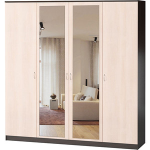 Шкаф комбинированный Шарм-Дизайн Лайт 160х60 венге+вяз с зеркалом шкаф четырехдверный шарм дизайн лайт 140х60 венге дуб сонома