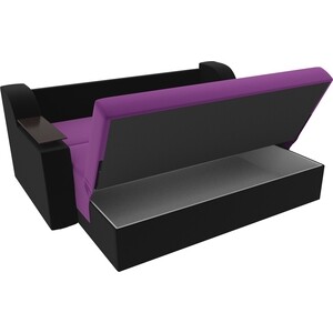 Прямой диван АртМебель Сенатор микровельвет фиолетовый/черный (160) аккордеон