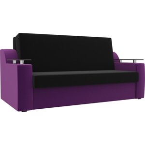 Прямой диван АртМебель Сенатор микровельвет черный/фиолетовый (160) аккордеон