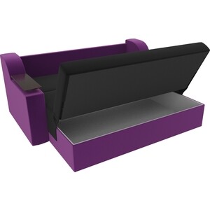 Прямой диван АртМебель Сенатор микровельвет черный/фиолетовый (140) аккордеон
