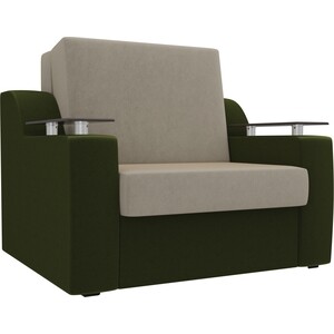 Кресло-кровать АртМебель Сенатор микровельвет бежевый/зеленый (80) кровать артмебель принцесса эко кожа бежевый