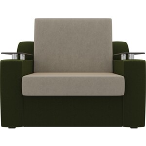 Кресло-кровать АртМебель Сенатор микровельвет бежевый/зеленый (80)
