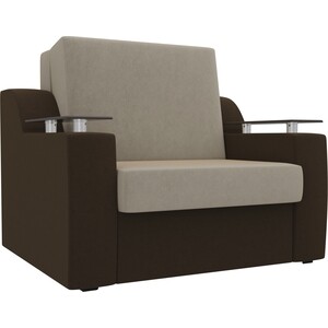 Кресло-кровать АртМебель Сенатор микровельвет бежевый/коричневый (80) кресло артмебель мерлин экокожа коричневый