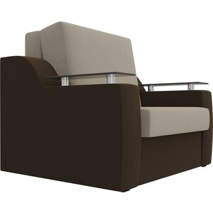 Кресло-кровать АртМебель Сенатор микровельвет бежевый/коричневый (80)