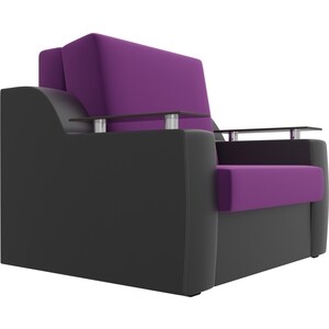 Кресло-кровать АртМебель Сенатор микровельвет фиолетовый экокожа черный (80)