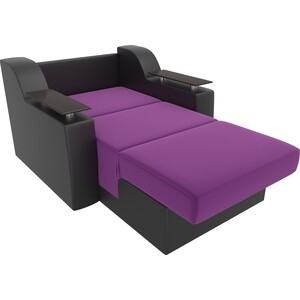Кресло-кровать АртМебель Сенатор микровельвет фиолетовый экокожа черный (80)