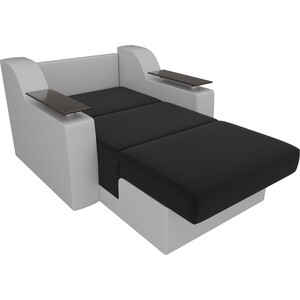Кресло-кровать АртМебель Сенатор микровельвет черный экокожа белый (80)