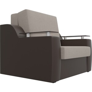 Кресло-кровать АртМебель Сенатор рогожка бежевый экокожа коричневый (80)