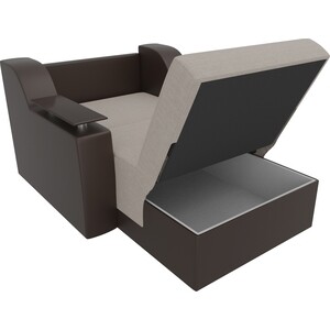 Кресло-кровать АртМебель Сенатор рогожка бежевый экокожа коричневый (80)
