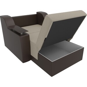 Кресло-кровать АртМебель Сенатор микровельвет бежевый экокожа коричневый (60)