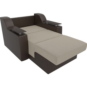Кресло-кровать АртМебель Сенатор микровельвет бежевый экокожа коричневый (60)