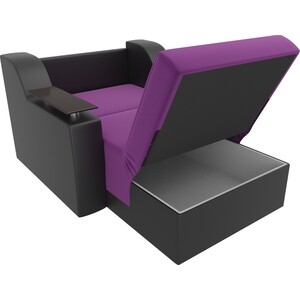 Кресло-кровать АртМебель Сенатор микровельвет фиолетовый экокожа черный (60)