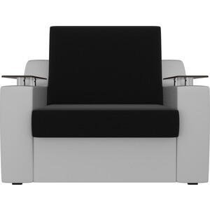 Кресло-кровать АртМебель Сенатор микровельвет черный экокожа белый (60)