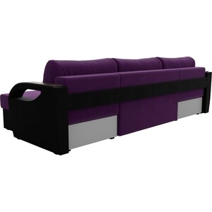П-образный диван Лига Диванов Форсайт микровельвет фиолетовый черный
