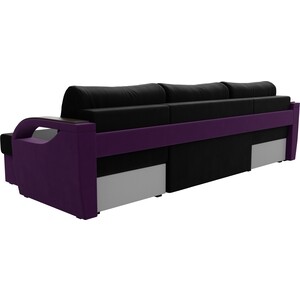 П-образный диван Лига Диванов Форсайт микровельвет черный фиолетовый