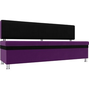 Кухонный прямой диван АртМебель Стайл микровельвет фиолетовый черный
