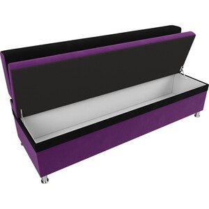Кухонный прямой диван АртМебель Стайл микровельвет фиолетовый черный