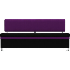 Кухонный прямой диван АртМебель Стайл микровельвет черный фиолетовый