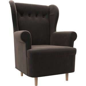 Кресло АртМебель Торин велюр коричневый кресло садовое кения 60х57х92 см полиротанг коричневый