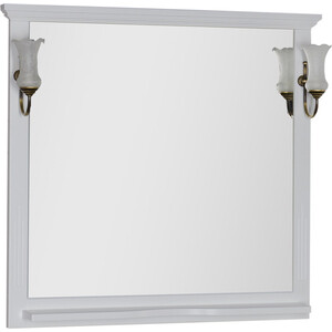 Зеркало с полкой Aquanet Лагуна 105 с светильниками, белое (175304, 173024) зеркало aquanet валенса 70 белое 180150