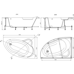 Акриловая ванна Roca Luna 170x115 L левая (ZRU9302911)