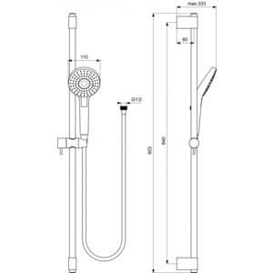 Душевой гарнитур Ideal Standard Idealrain Evo 90 см, хром (B2237AA)