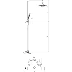 Душевая система Ravak 10° TD 091.00/150 с термостатом, хром (X070103)