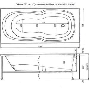 Акриловая ванна Aquanet Riviera 180x80 с каркасом и панелью (231080, 243518)