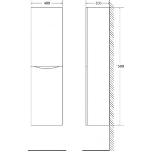 Пенал BelBagno Fly/Marino 40 crema opaco, левый (FLY-MARINO-1500-2A-SC-CO-P-L)