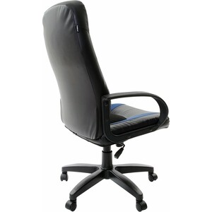 Кресло офисное Brabix Strike EX-525 экокожа черная, ткань черная/синяя TW (531380)
