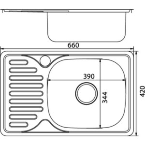 Кухонная мойка Mixline Врезная 66x42 с сифоном, нержавеющая сталь 0,8 мм (4620031448624)