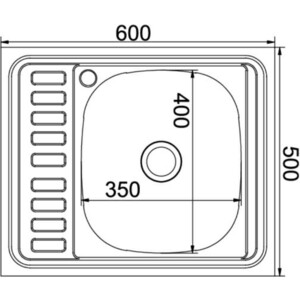 Кухонная мойка Mixline Накладная 60x50 с сифоном, нержавеющая сталь 0,6 мм (4640030862436)