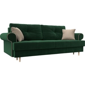 Прямой диван Лига Диванов Сплин велюр зеленый подушки бежевые кресло лига диванов бергамо велюр зеленый 111982