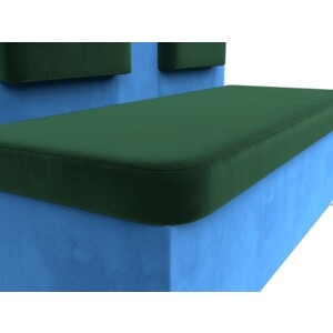 Кухонный прямой диван АртМебель Маккон 2-х местный велюр зеленый/голубой