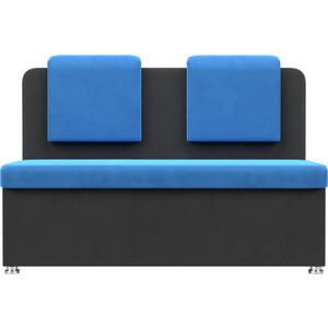 Кухонный прямой диван АртМебель Маккон 2-х местный велюр голубой/серый
