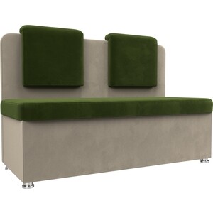 Кухонный прямой диван АртМебель Маккон 2-х местный микровельвет зеленый/бежевый диван п образный артмебель венеция микровельвет бежевый зеленый