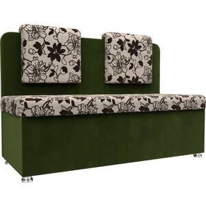 Кухонный прямой диван АртМебель Маккон 2-х местный рогожка на флоке вельвет зеленый диван угловой мебелико сенатор микровельвет зеленый правый