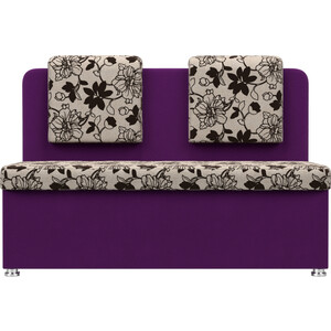 Кухонный прямой диван АртМебель Маккон 2-х местный рогожка на флоке вельвет фиолетовый