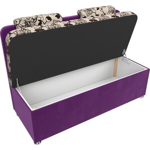 Кухонный прямой диван АртМебель Маккон 2-х местный рогожка на флоке вельвет фиолетовый