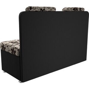 Кухонный прямой диван АртМебель Маккон 2-х местный рогожка на флоке вельвет черный