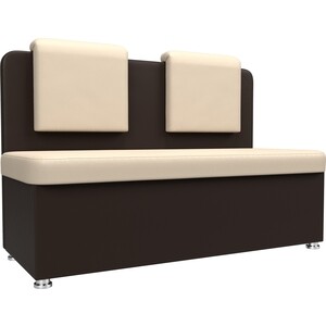 Кухонный прямой диван АртМебель Маккон 2-х местный экокожа бежевый/коричневый накидка на диван 90x150 см искусственный мех серо коричневый