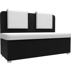 Кухонный прямой диван АртМебель Маккон 2-х местный экокожа белый/черный стол кухонный sv мебель со 1 белый 101571