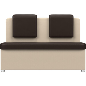 Кухонный прямой диван АртМебель Маккон 2-х местный экокожа коричневый/бежевый