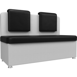 Кухонный прямой диван АртМебель Маккон 2-х местный экокожа черный/белый стол кухонный sv мебель со 1 белый 101571
